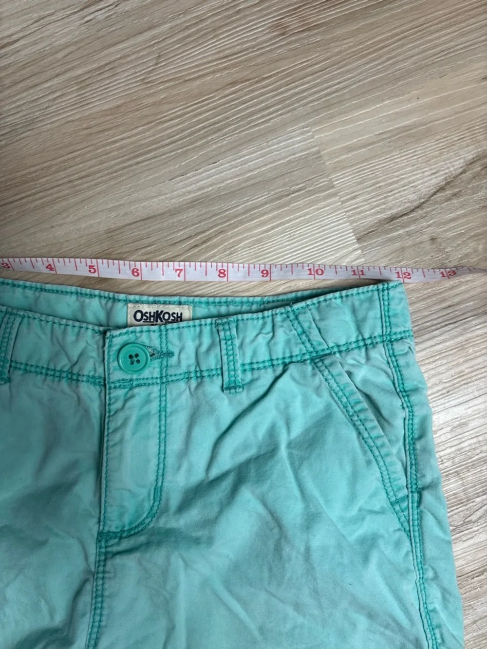 OshKosh B'Gosh Boys Bright Mint Aqua Chino Shorts Size 8 Cotton Coastal Summer